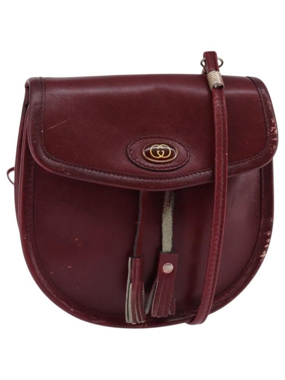 Authentic GUCCI Shoulder Bag Leather Red